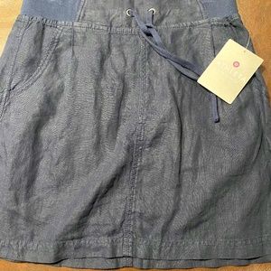 Linen Stretch Waist Navy Skirt